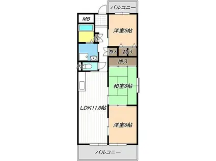 ポートシティ高木(3LDK/5階)の間取り写真