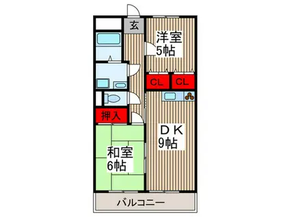 ロータスⅡ(2DK/3階)の間取り写真