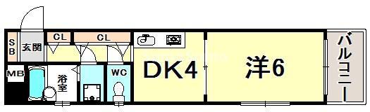 プレサンス新神戸(1K/4階)の間取り写真