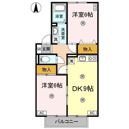 LITTLE BIRD(2DK/2階)の間取り写真