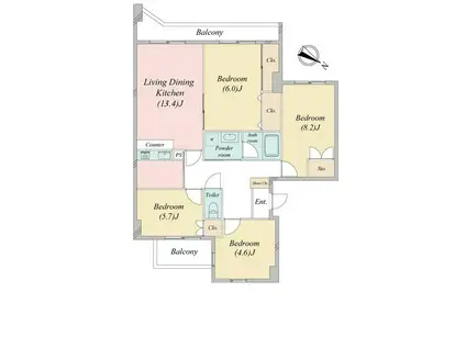 ライムライト松風台3(4LDK/3階)の間取り写真