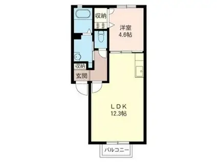 クレシェンテD(1LDK/2階)の間取り写真