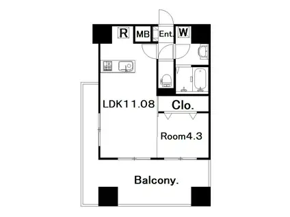 フェリーチェ梅香崎(1LDK/3階)の間取り写真