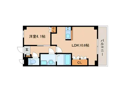 ラ・ポーラ滝川II(1LDK/3階)の間取り写真