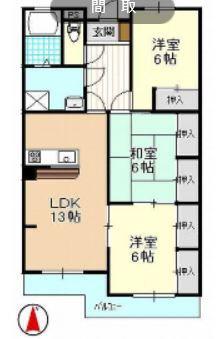 メゾンフロントーサ(3LDK/4階)の間取り写真