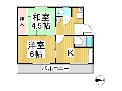 コーポ吉田(2K/1階)の間取り写真