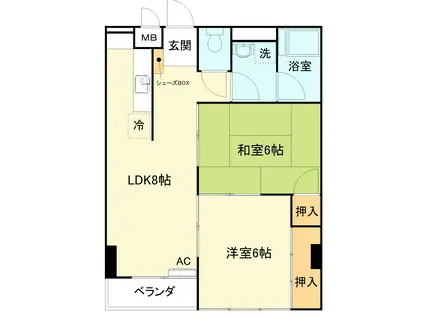 コーポフジ(2LDK/5階)の間取り写真