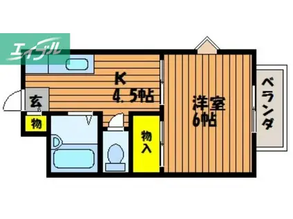CASA茶屋町(1K/1階)の間取り写真