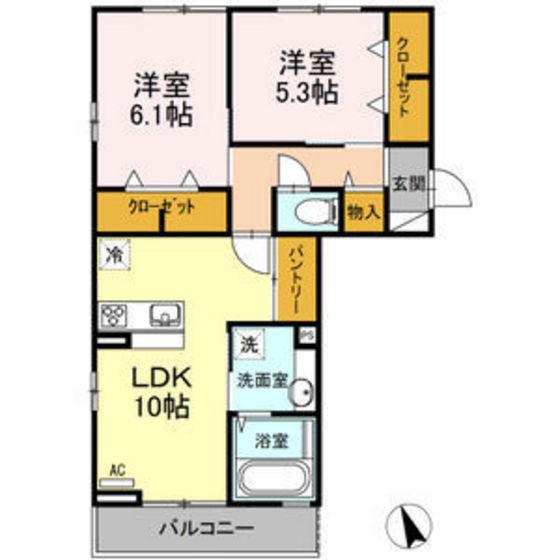 シティアタゴ(2LDK/2階)の間取り写真