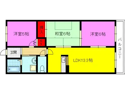 フェルザ住道(4LDK/7階)の間取り写真