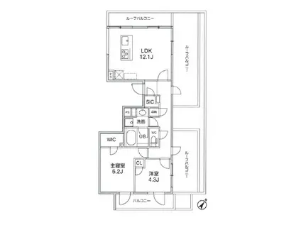 コンポジット渋谷初台(2LDK/4階)の間取り写真