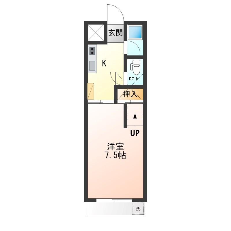 あおばハイツ(1K/2階)の間取り写真