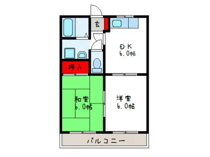 セブンコーポ志紀(2DK/2階)の間取り写真