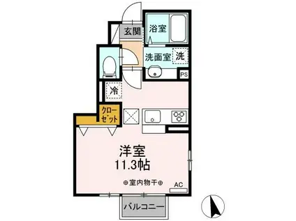 BLESTON COURT(ワンルーム/1階)の間取り写真