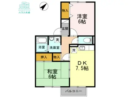 ロイヤルガーデン須田の木E(2DK/2階)の間取り写真