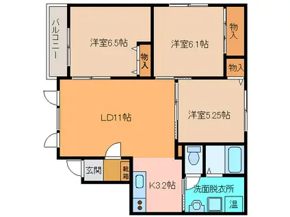 Mハーモニー(3LDK/1階)の間取り写真