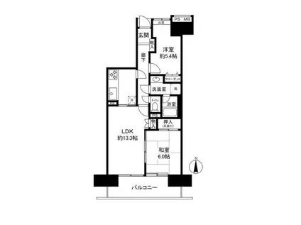 支倉パークホームズ(2LDK/12階)の間取り写真