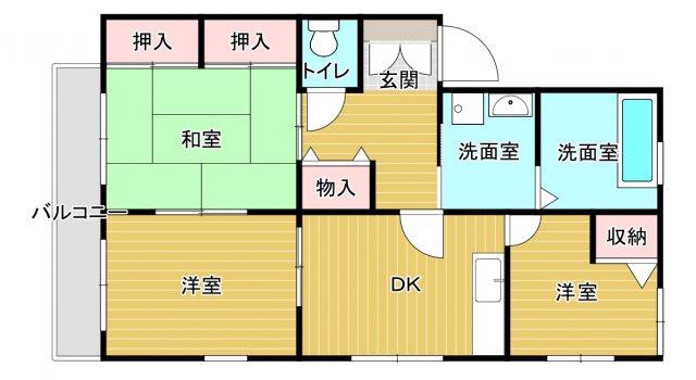 サンドルフィン(3DK/2階)の間取り写真