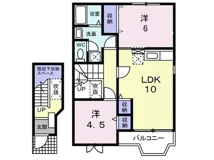 カシオペア(2LDK/2階)の間取り写真