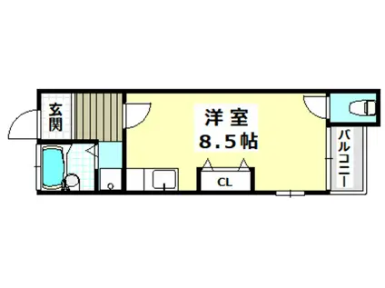 大門ハイツ(ワンルーム/2階)の間取り写真