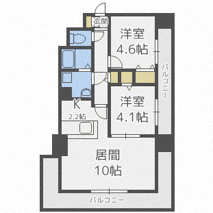 レジディア札幌駅前(2LDK/7階)の間取り写真