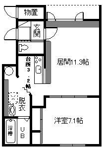 リュバーブ 神居(1LDK/1階)の間取り写真