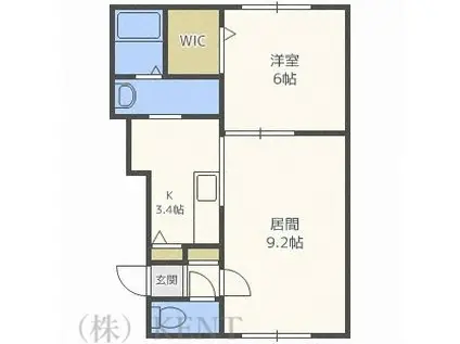 グランメール ウエスト(1LDK/1階)の間取り写真