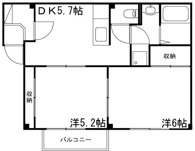 メゾンアメニティ(2DK/1階)の間取り写真