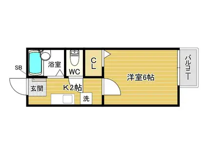 サンハイツUNO(1K/2階)の間取り写真