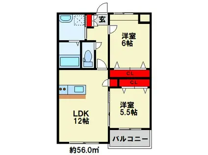 MDIプラデリビオ行橋駅前(2LDK/2階)の間取り写真