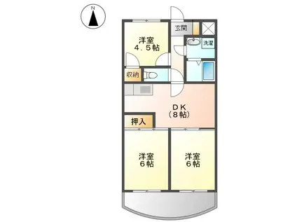 メゾン浪打(3DK/4階)の間取り写真