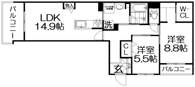 シャーメゾン フェレザ(2LDK/3階)の間取り写真