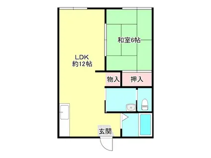 第2辻井ハイツ(1LDK/1階)の間取り写真