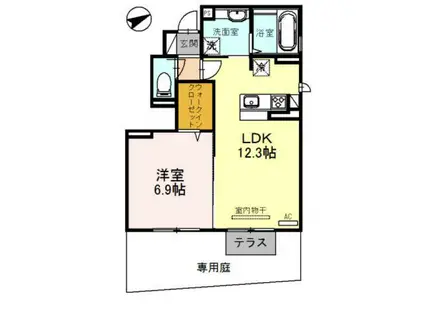 ビュー・ソフィア A棟(1LDK/1階)の間取り写真