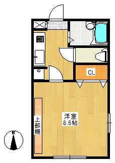 サンハピネス(1K/4階)の間取り写真