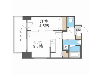 プライマル札幌桑園(1LDK/10階)の間取り写真