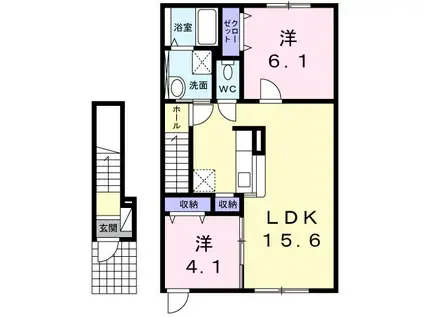 サウザンド・ファイン大町II(2LDK/2階)の間取り写真