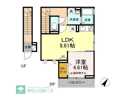 リビエラII(1LDK/2階)の間取り写真