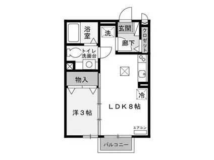 グローバル(1LDK/1階)の間取り写真