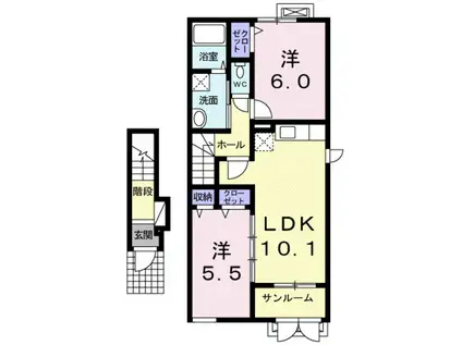 ファインハルエールV(2LDK/2階)の間取り写真