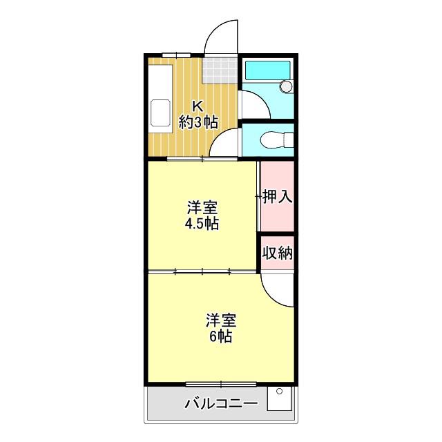 ハラダビル(2K/3階)の間取り写真