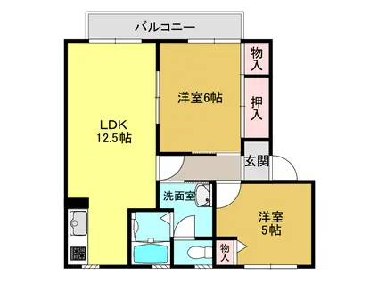 フローラルコートA(2LDK/2階)の間取り写真