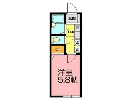 キャピタル逗子(1K/2階)の間取り写真