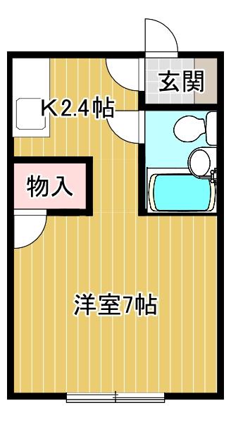 ハイツウエダ B棟(ワンルーム/2階)の間取り写真