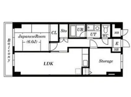 川崎スパマンション(1SLDK/12階)の間取り写真