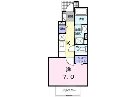 フェリーチェ(1K/1階)の間取り写真