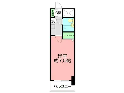 ライオンズマンション海老名第3(1K/1階)の間取り写真