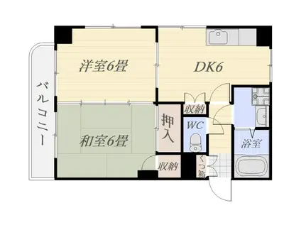 プレジデント武(2DK/4階)の間取り写真