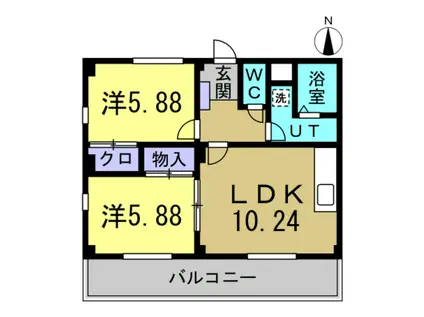 ヒルトップハイツ(2LDK/3階)の間取り写真
