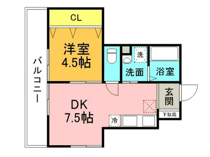 メゾンカリーノ牛田新町N01(1LDK/1階)の間取り写真